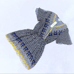 SOLD  ee:some Blue & Yellow Boho Faux Wrap Dress L